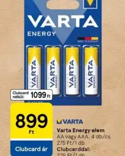 Tesco Varta Energy elem ajánlat