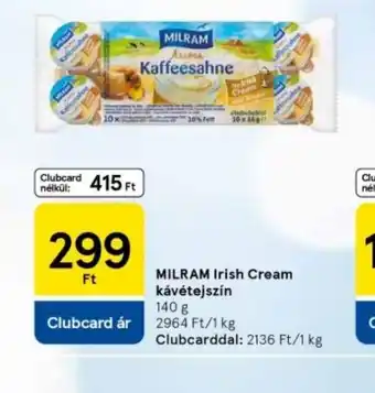 Tesco Milram Irish Cream Kávétejszín ajánlat