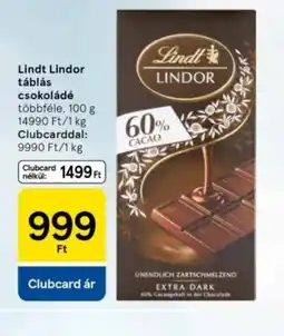 Tesco Lindt Lindor tábla csokoládé ajánlat