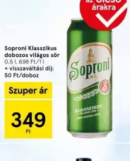 Tesco Soproni Klasszikus dobozos világos sör ajánlat