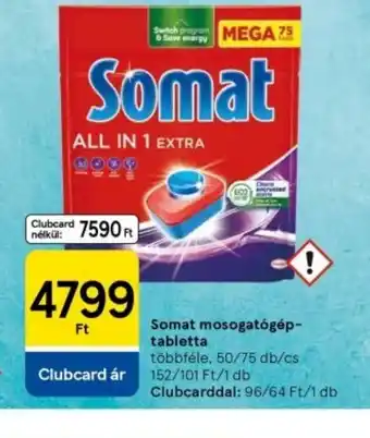 Tesco Somat All in 1 Extra mosogatgép-tabletta ajánlat