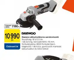 Tesco Daewoo akkumulátoros sarokcsiszol ajánlat