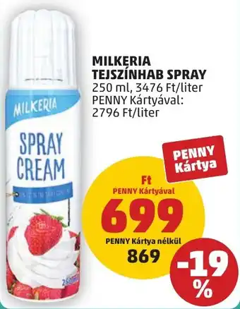 PENNY Milkeria Tejszínhab spray ajánlat