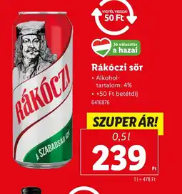 Lidl Rákczi sör ajánlat