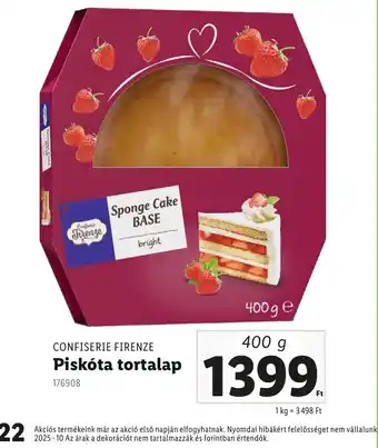 Lidl Confiserie Firenze Piskta tortalap ajánlat