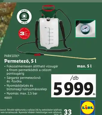 Lidl Parkside Permetező, 5 l ajánlat