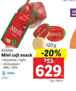 Lidl Milbona Mini sajt snack ajánlat