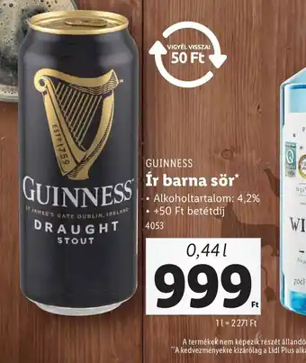 Lidl Guinness Ír Barna Sör ajánlat