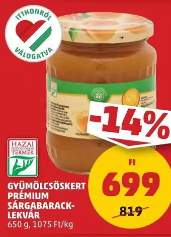 PENNY Gyümölcsöskert prémium sárgabarack-lekvar ajánlat