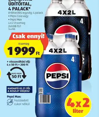 ALDI Pepsi Szénsavas Üd litertőital ajánlat