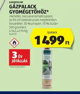 ALDI Gardenline Gázpalack Gyomégetőhöz ajánlat