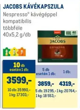 Metro Jacobs kávékapszula ajánlat