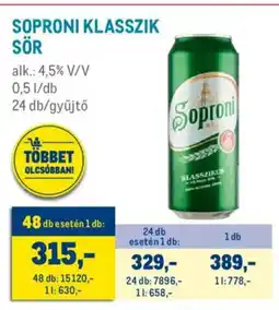 Metro Soproni klasszik sör ajánlat