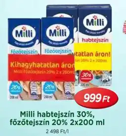 Real Milli habtejszín 30%, főzőtejszín 20% ajánlat