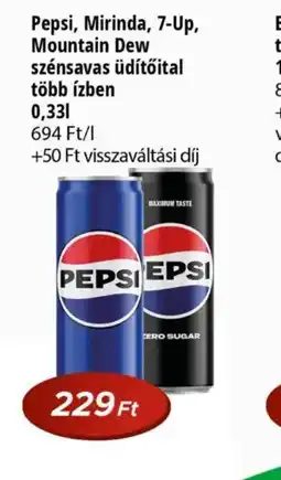 Real Pepsi, Mirinda, 7-Up, Mountain Dew szénsavas üdítőital ajánlat