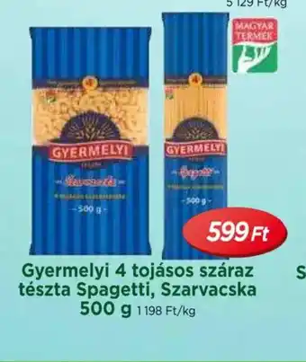 Real Győrmellyi 4 tojásos száraz tészta Spagetti, Szarvacska ajánlat