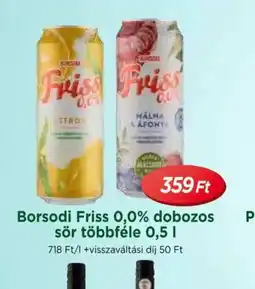 Real Borsod Friss 0,0% dobozos sör ajánlat