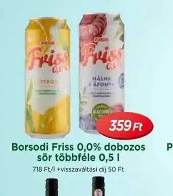 Real Borsod Friss 0,0% dobozos sör ajánlat