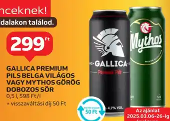 Auchan Gallica premium pils belga világos stb. dobozos sör ajánlat