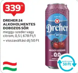 Auchan Dreher 24 alkoholmentes dobozos sör ajánlat