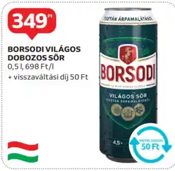 Auchan Borsodi világos dobozos sör ajánlat