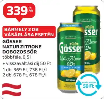 Auchan Gösser natur zitrone dobozos sör ajánlat