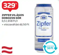 Auchan Zipfer világos dobozos sör ajánlat