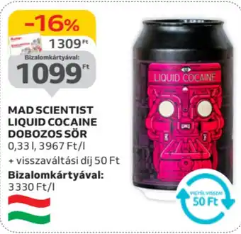 Auchan Mad scientist liquid cocaine dobozos sör ajánlat