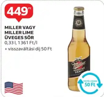 Auchan Miller vagy miller lime üveges sör ajánlat