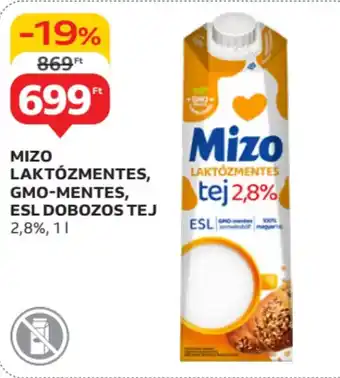 Auchan Mizo laktózmentes, gmo-mentes, esl dobozos tej ajánlat