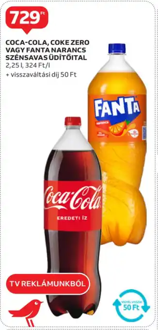 Auchan Coca-cola, coke zero vagy fanta narancs szénsavas üdítőital ajánlat