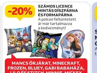 Auchan Számos licence mintás díszpárna és forma párna ajánlat