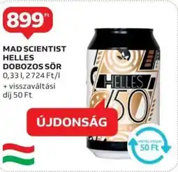 Auchan Mad scientist helles dobozos sör ajánlat