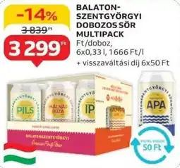 Auchan Balaton- szentgyörgyi dobozos sör multipack ajánlat