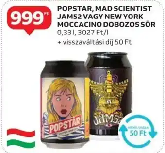 Auchan Popstar, mad scientist jam52 vagy new york moccacino dobozos sör ajánlat