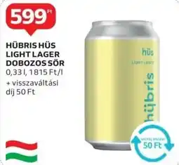 Auchan Hübris hüs light lager dobozos sör ajánlat