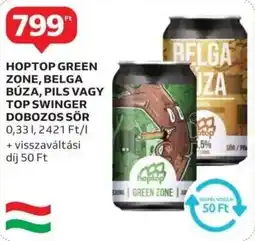 Auchan Hoptop green zone, belga búza, pils vagy top swinger dobozos sör ajánlat