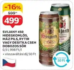 Auchan Svijany 450 hidegkomlós, máz pils, rytir vagy desitka cseh dobozos sör ajánlat