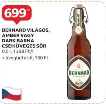 Auchan Bernard világos, amber vagy dark barna cseh üveges sör ajánlat