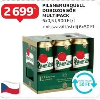 Auchan Pilsner urquell dobozos sör multipack ajánlat