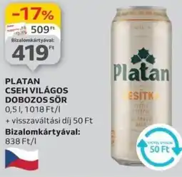 Auchan Platan cseh világos dobozos sör ajánlat