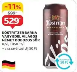 Auchan Köstritzer barna vagy edel világos német dobozos sör ajánlat