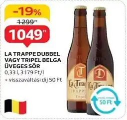 Auchan La trappe dubbel vagy tripel belga üveges sör ajánlat