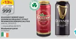 Auchan Kilkenny bordó vagy guinness draught stout ír dobozos sörspecialitás ajánlat