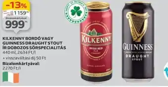 Auchan Kilkenny bordó vagy guinness draught stout ír dobozos sörspecialitás ajánlat