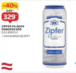 Auchan Zipfer világos dobozos sör ajánlat