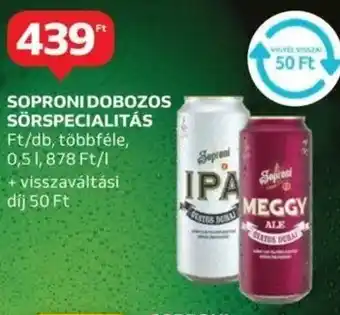 Auchan Soproni dobozos sörspecialitás ajánlat