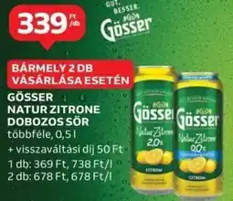 Auchan Gösser natur zitrone dobozos sör ajánlat