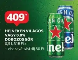 Auchan Heineken világos vagy 0,0% dobozos sör ajánlat