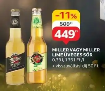 Auchan Miller vagy miller lime üveges sör ajánlat